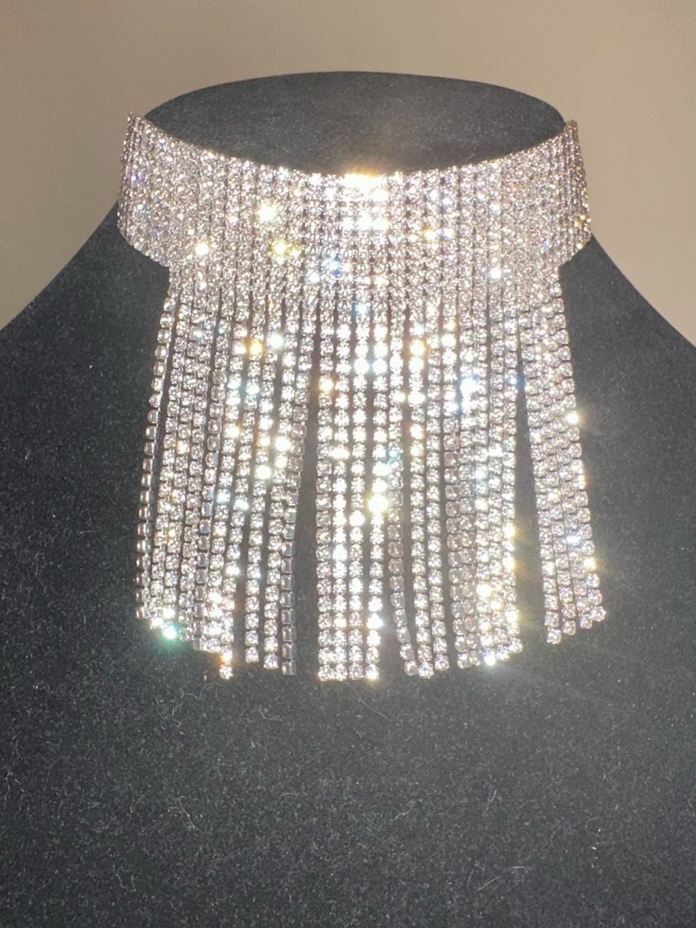 Elegant rhinestone bling choker necklace.
